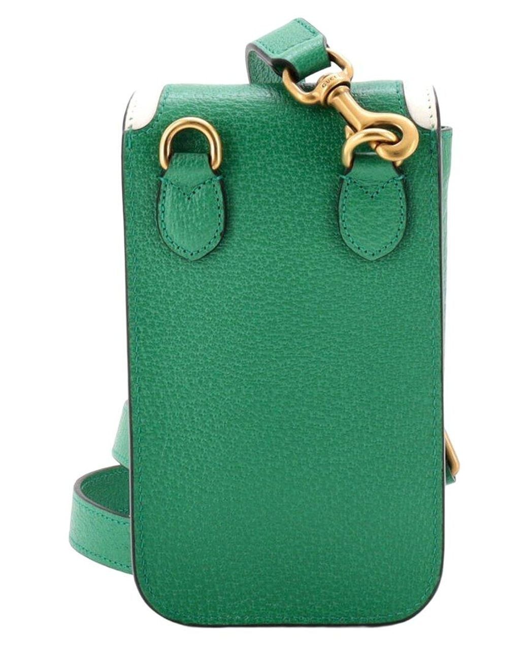 Gucci Green Leather X Adidas Flap Crossbody Pouch Mini (Authentic Pre-Loved)