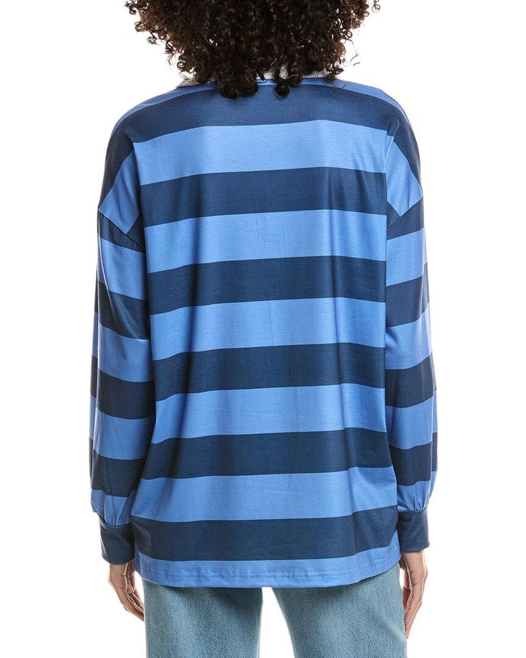 Madison Miles Blue Stripe Polo Shirt