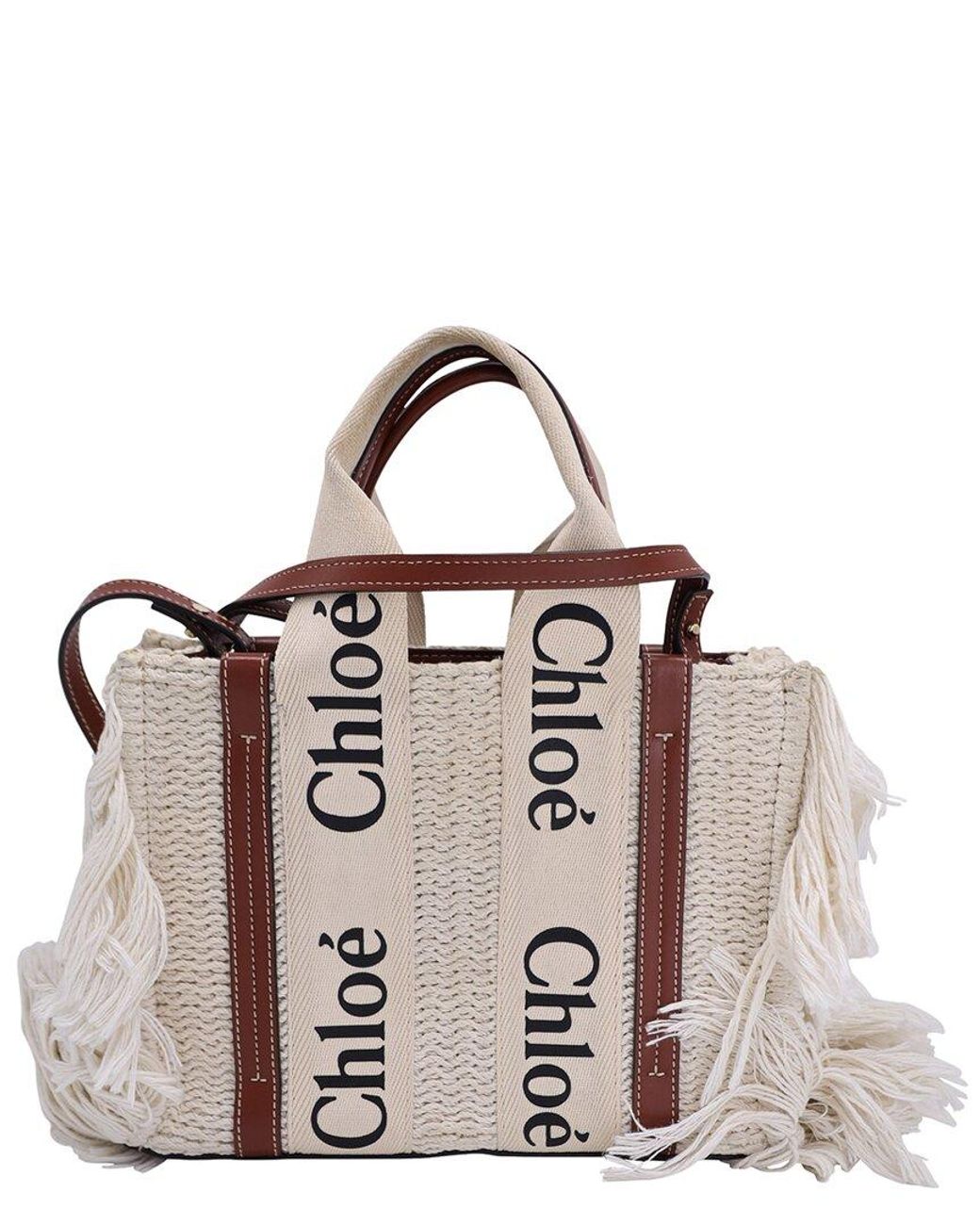 Chloé White Small Woody Knit Fringe Tote Bag (authentic Pre-loved)