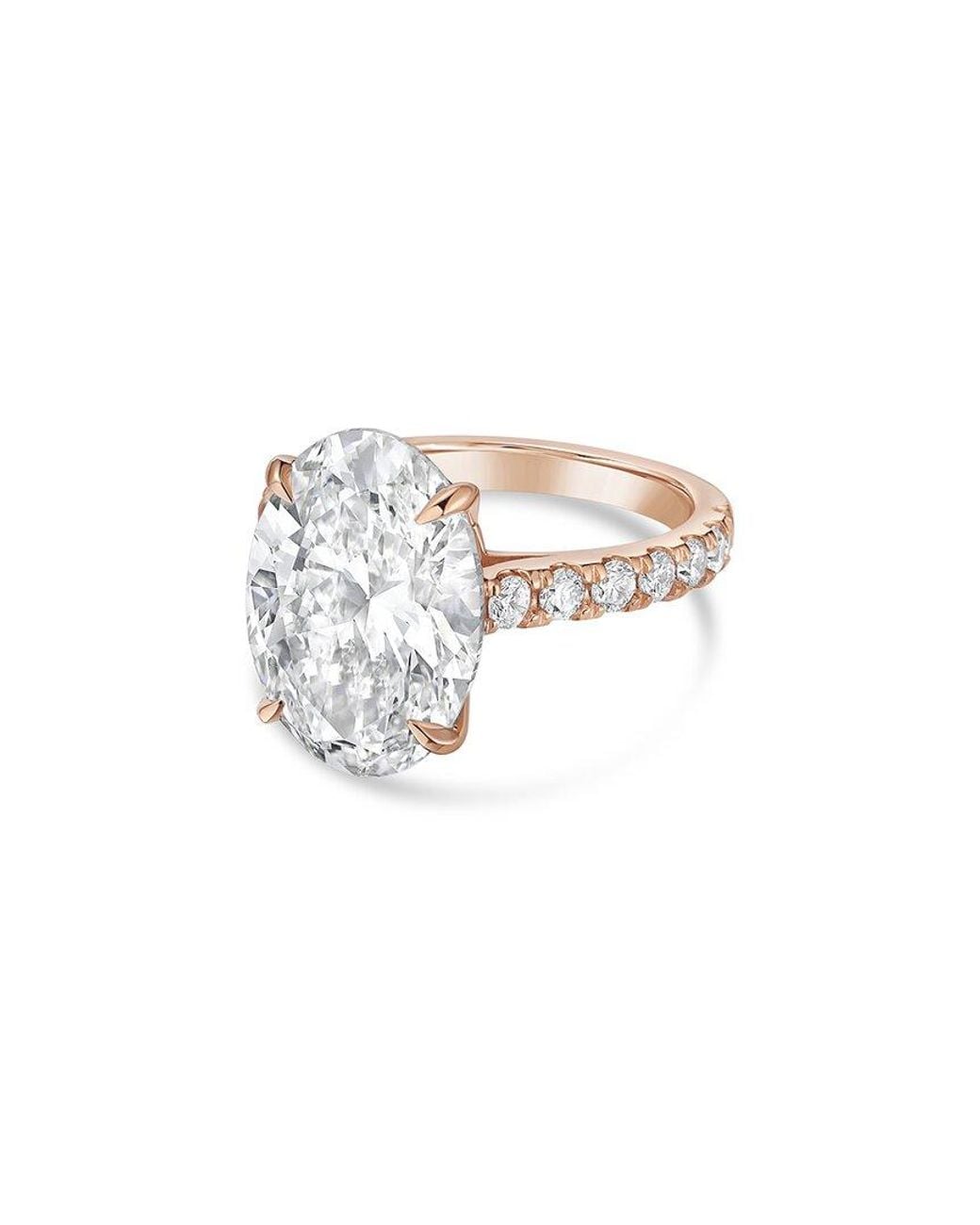 Diana M White Diana M. 14K Rose 2.50 Ct. Tw. Lab-Grown Diamond Pavé Solitaire Ring