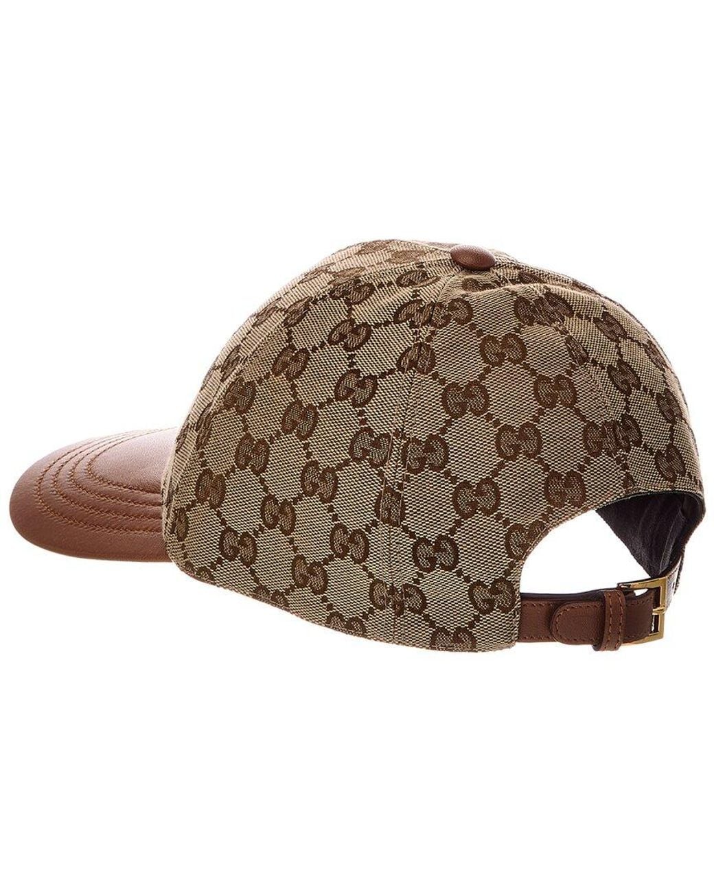 Gucci Brown Gg Canvas & Leather Baseball Hat