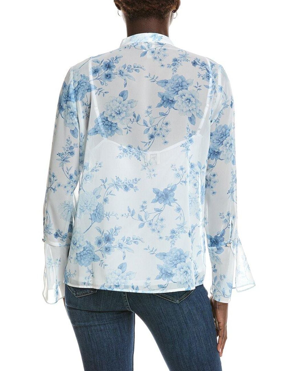 Anne Klein Blue Printed Blouse
