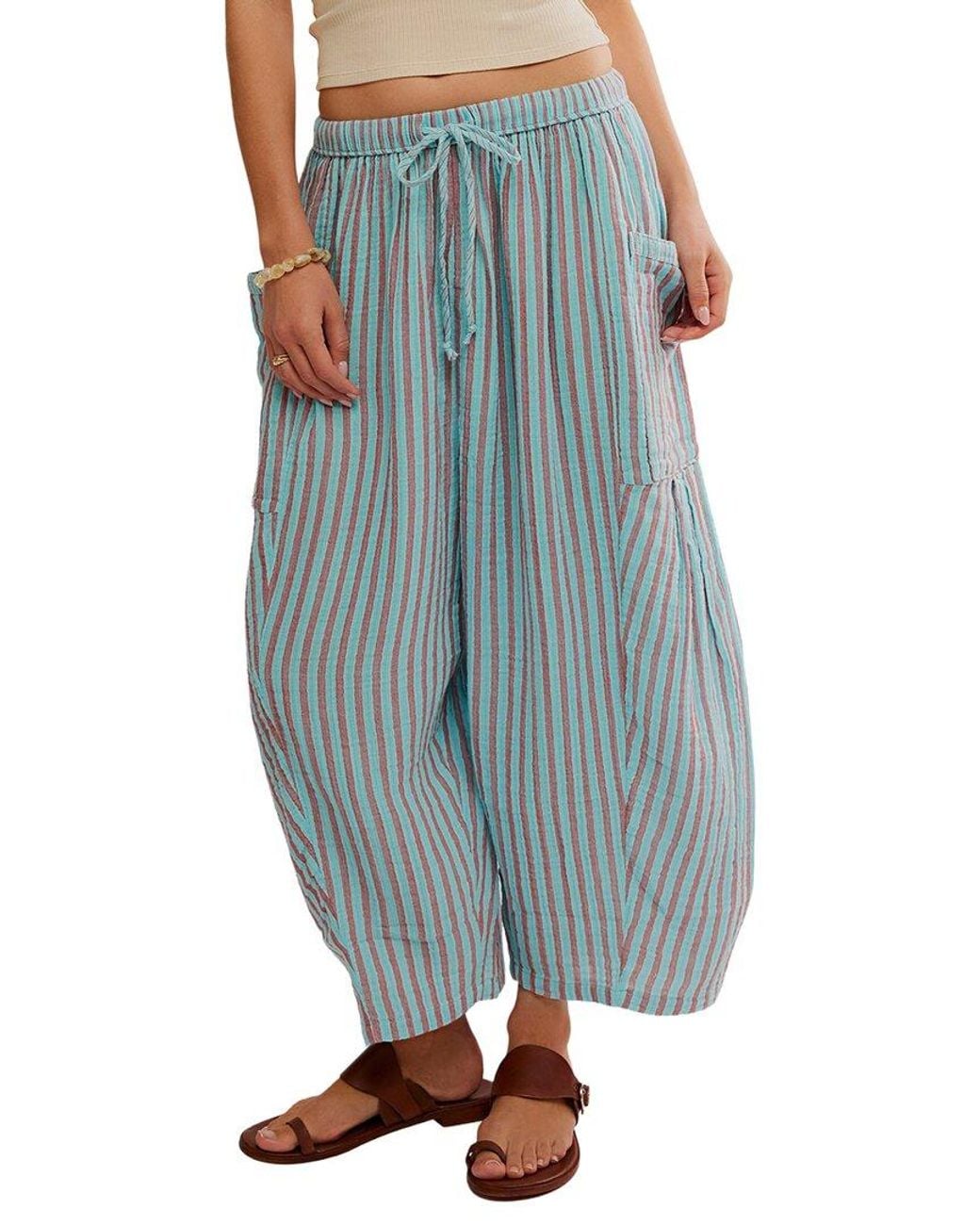 Free People Blue Striped Quinn Pant