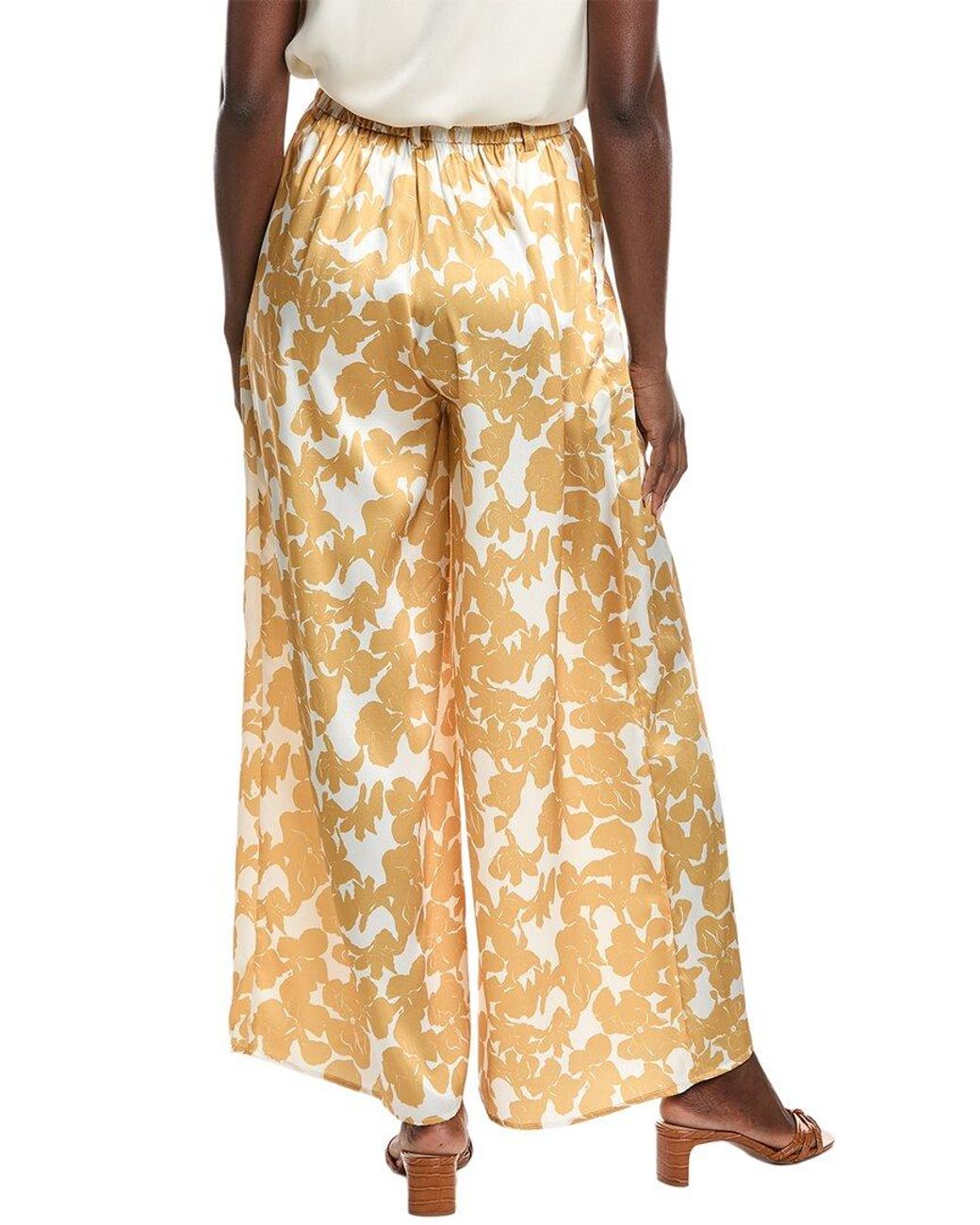 Gracia Yellow Satin Wide Leg Trouser