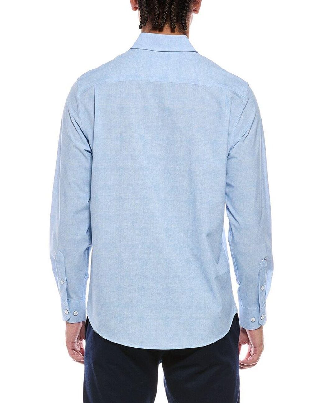 Report Collection Blue 4-Way Printed Woven Sport Shirt for men