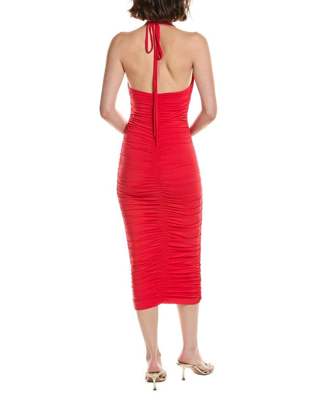 Bardot Red Tisha Halter Midi Dress