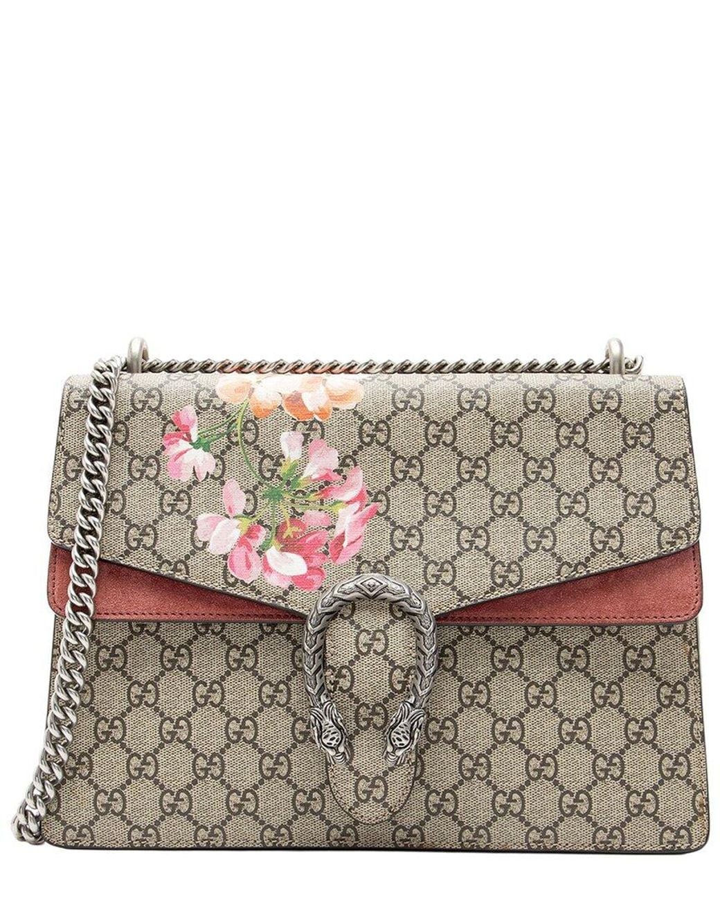 Gucci Gray Brown GG Supreme Canvas Blooms Dionysus Large Shoulder Bag (authentic Pre-loved)