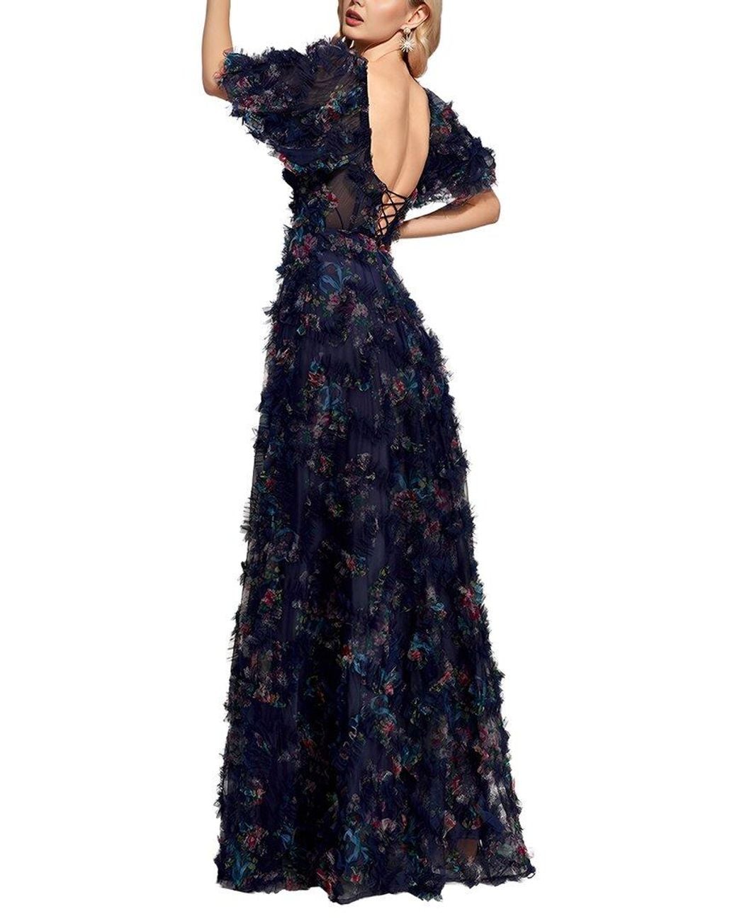 Vincent Blue Embroidered Maxi Dress