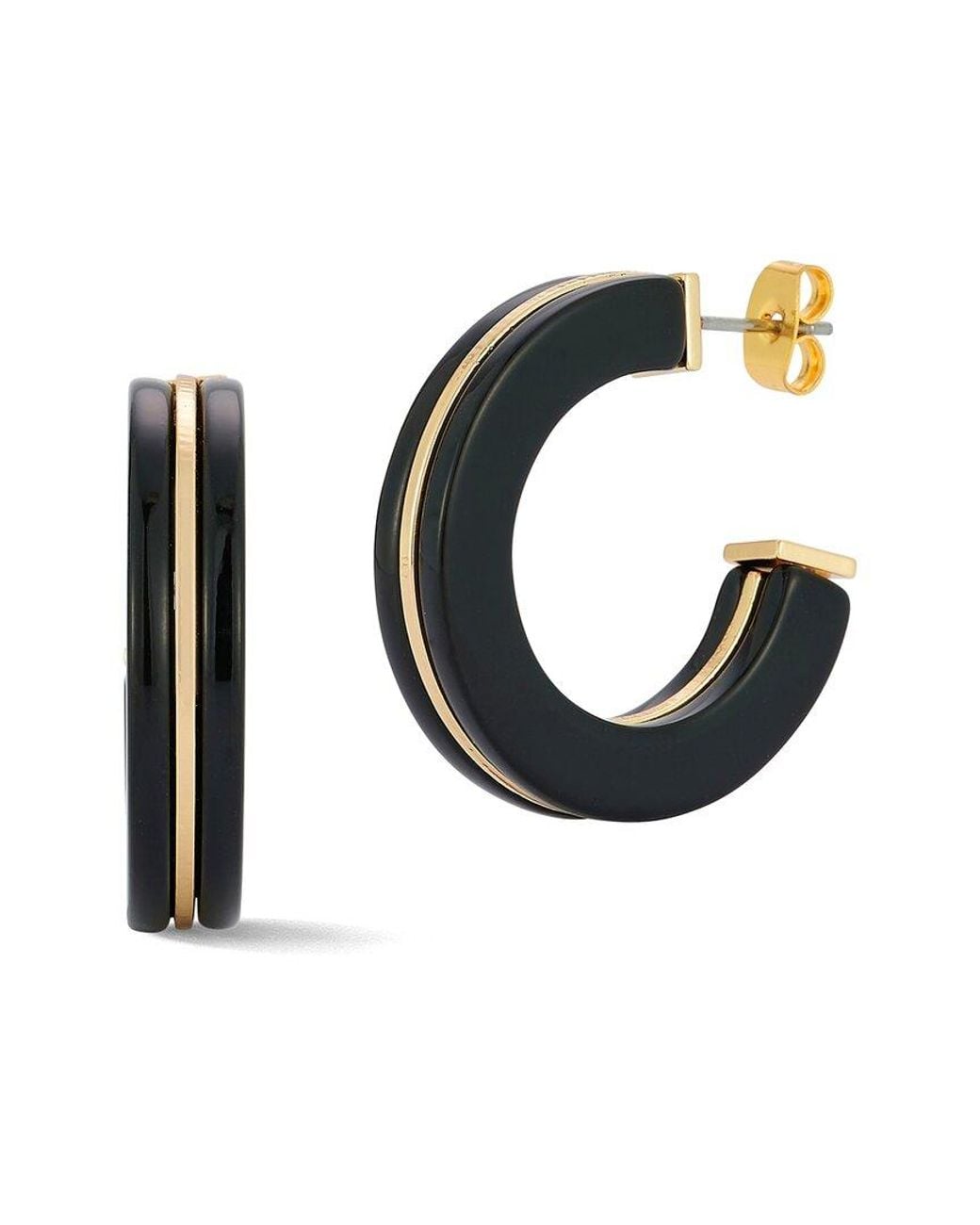 Glaze Jewelry Black Plated Resin Hoop Earrings