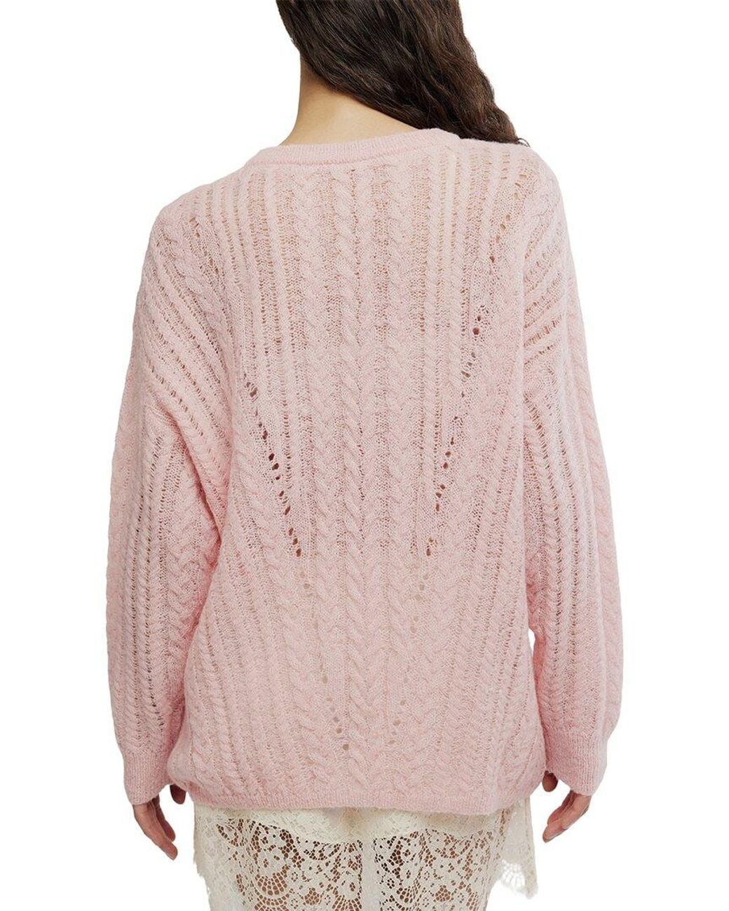 Free People Pink Sheer Luck Cable Top