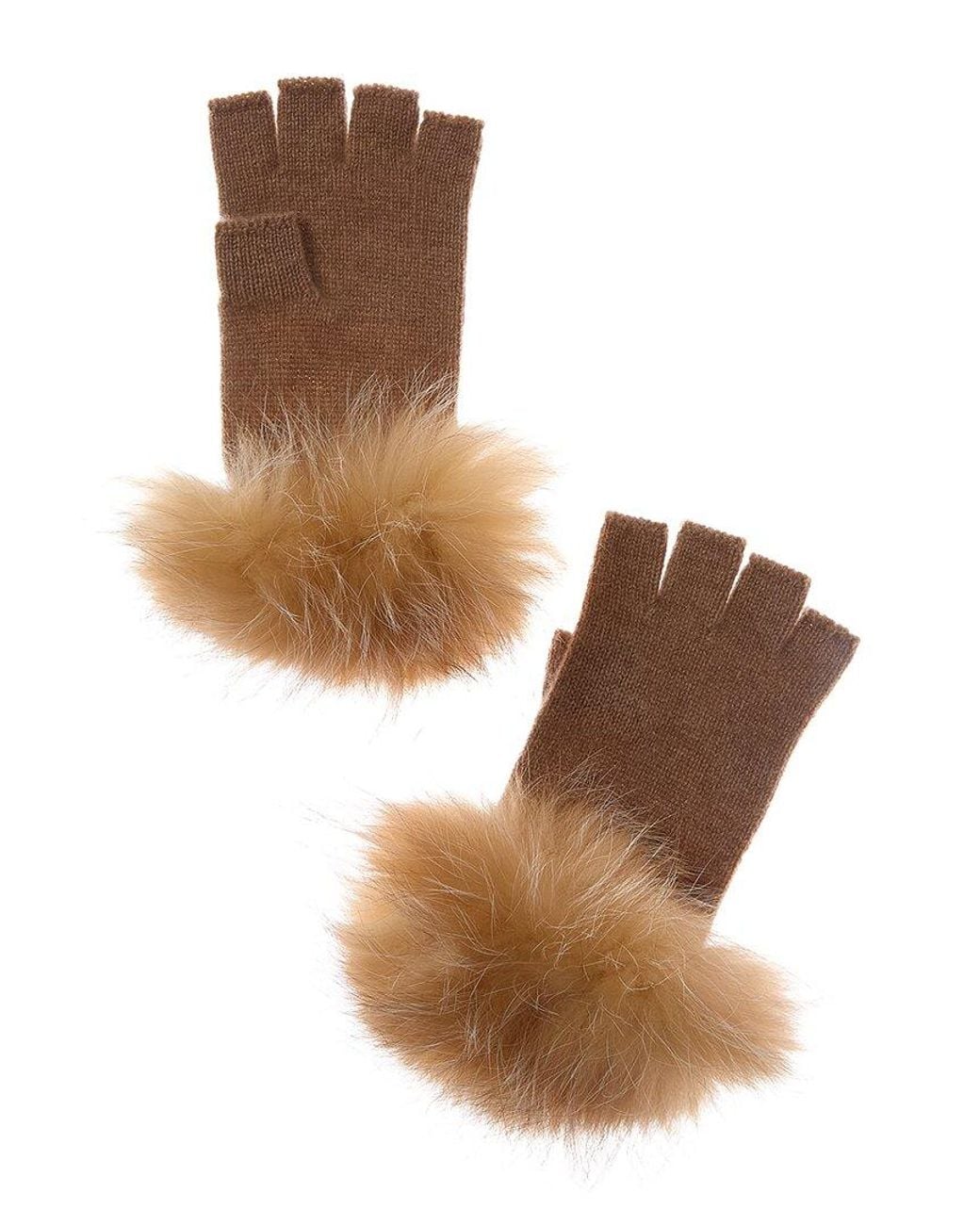 Sofiacashmere Brown Sofiacashmere Fingerless Cashmere Gloves