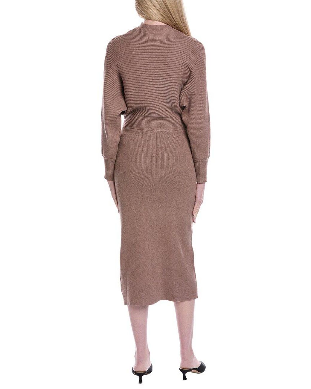 Fate Brown Batwing Midi Sweaterdress