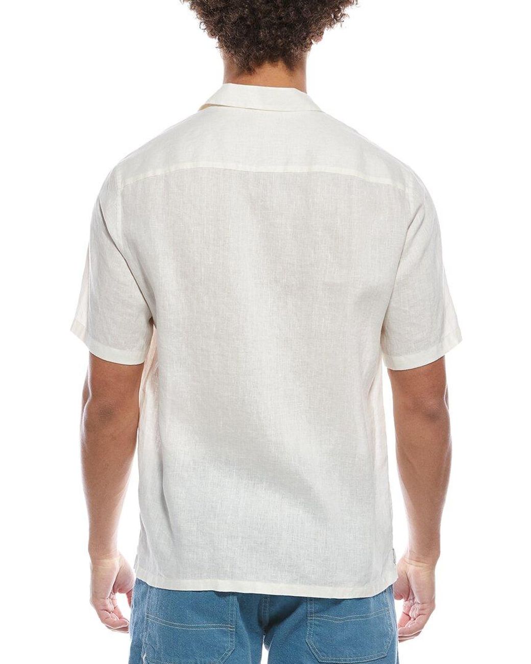 Theory White Daze Precise Linen Shirt for men