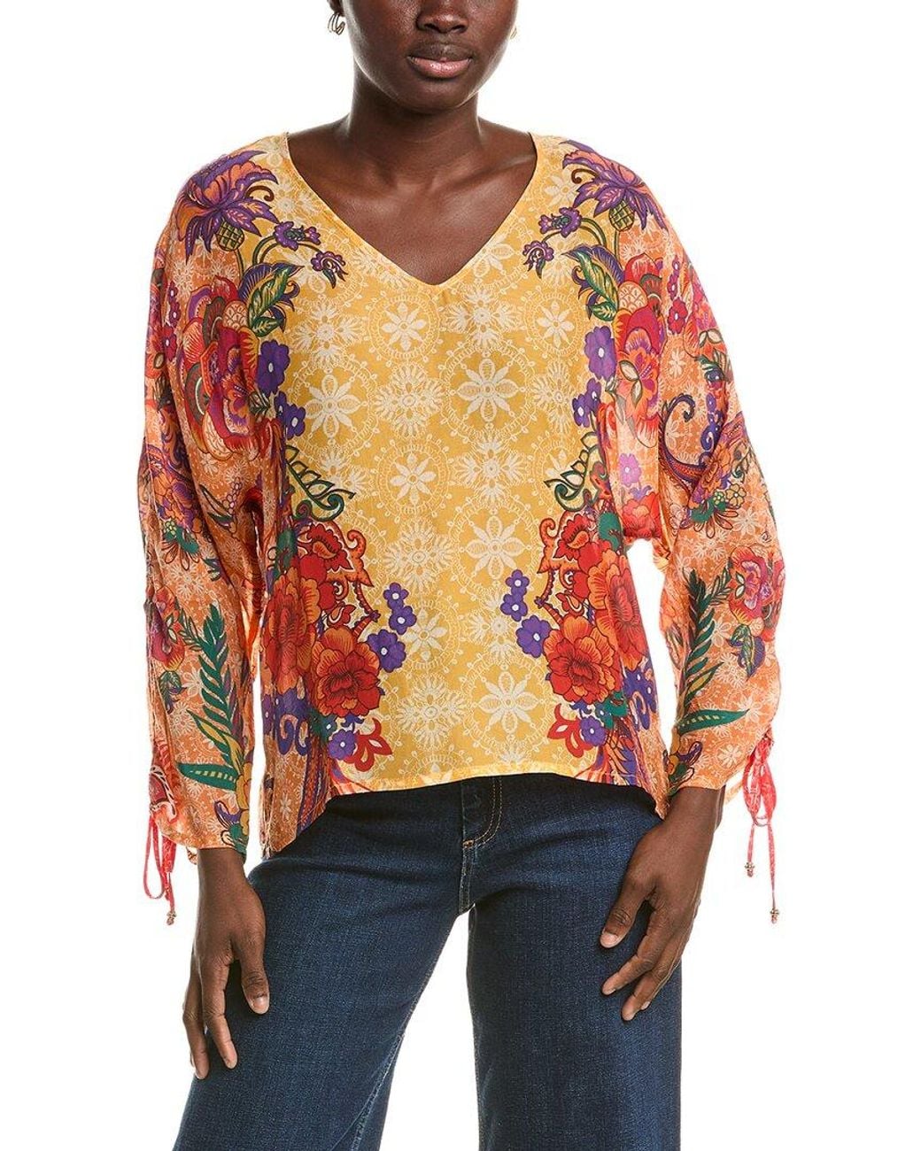 Johnny Was Orange Erykah Blouse