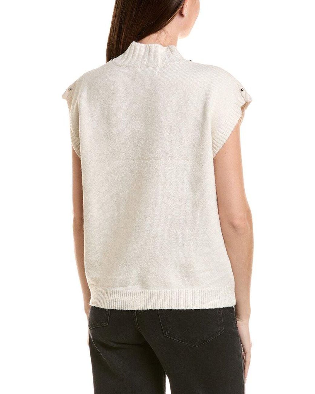 ANNA KAY Gray Mildred Pearl Cashmere-Blend Top