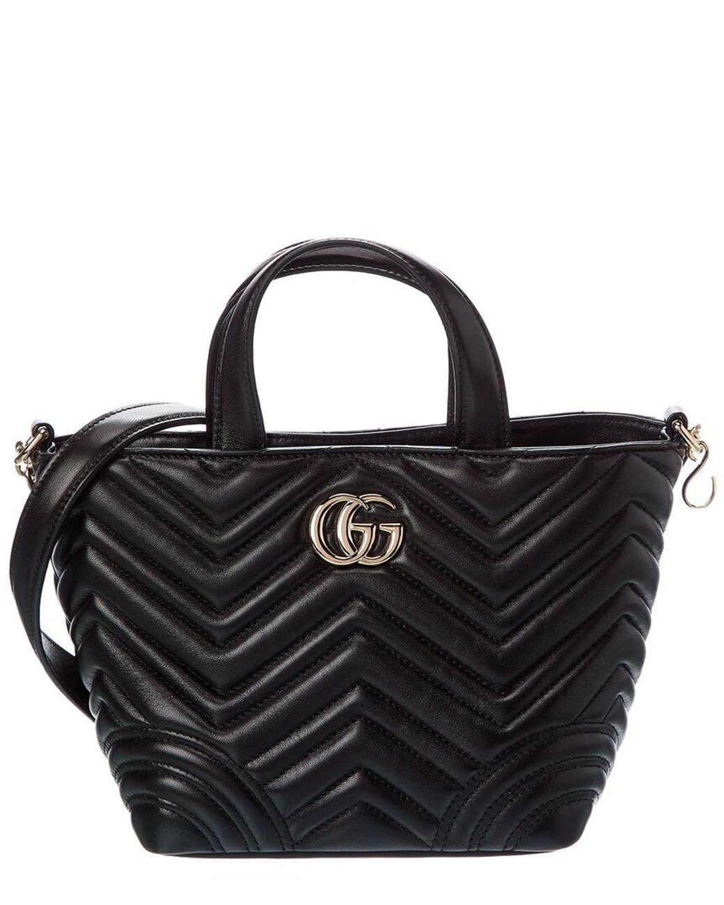 Gucci Black Gg Marmont Mini Leather Tote