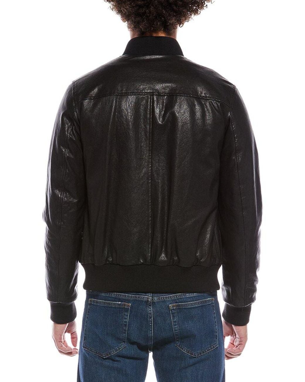 Slowear Black Montedoro By Leather Bomber Jacket for men