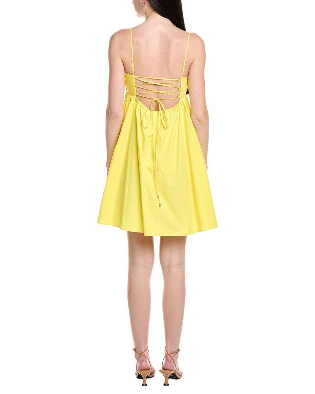 Susana Monaco Yellow Poplin Back V-Wire Mini Dress