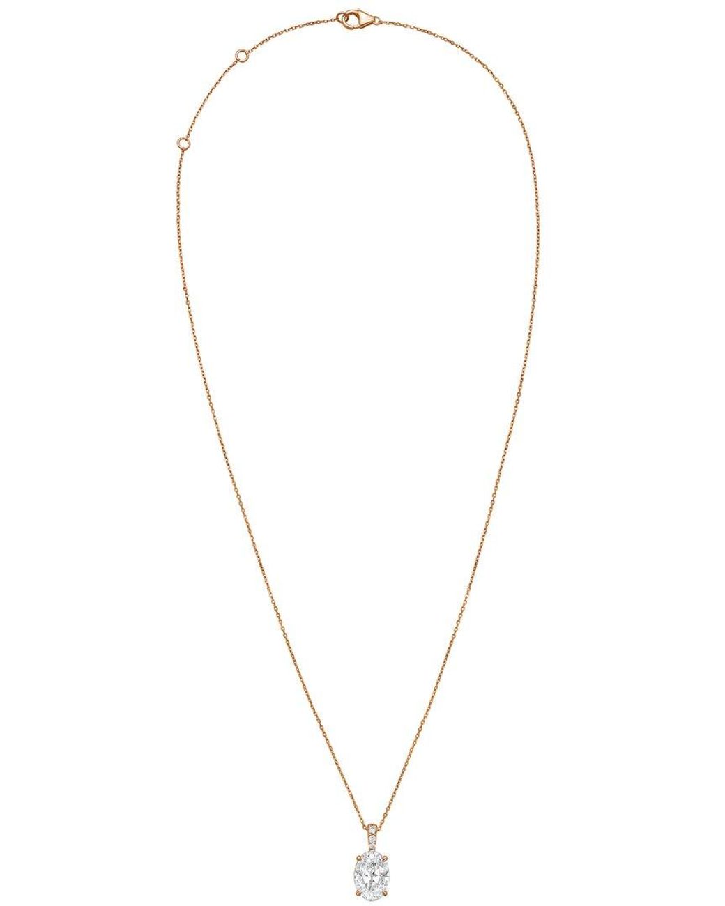 Diana M Metallic Diana M. 14K Rose 4.20 Ct. Tw. Lab-Grown Diamond Pendant Necklace