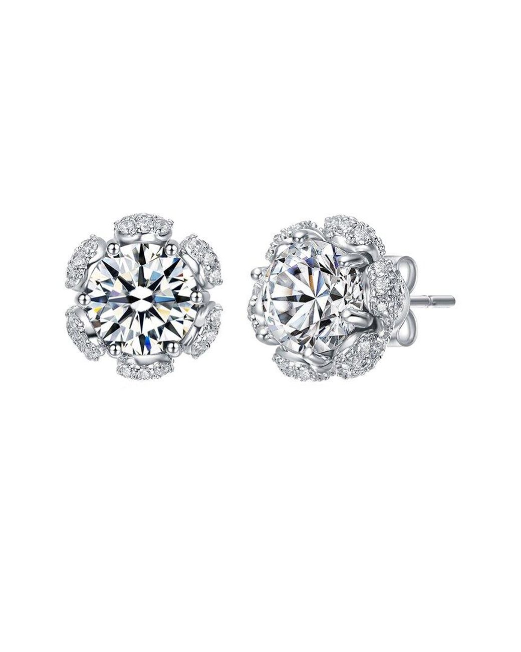 Genevive Jewelry White Silver Cz Studs