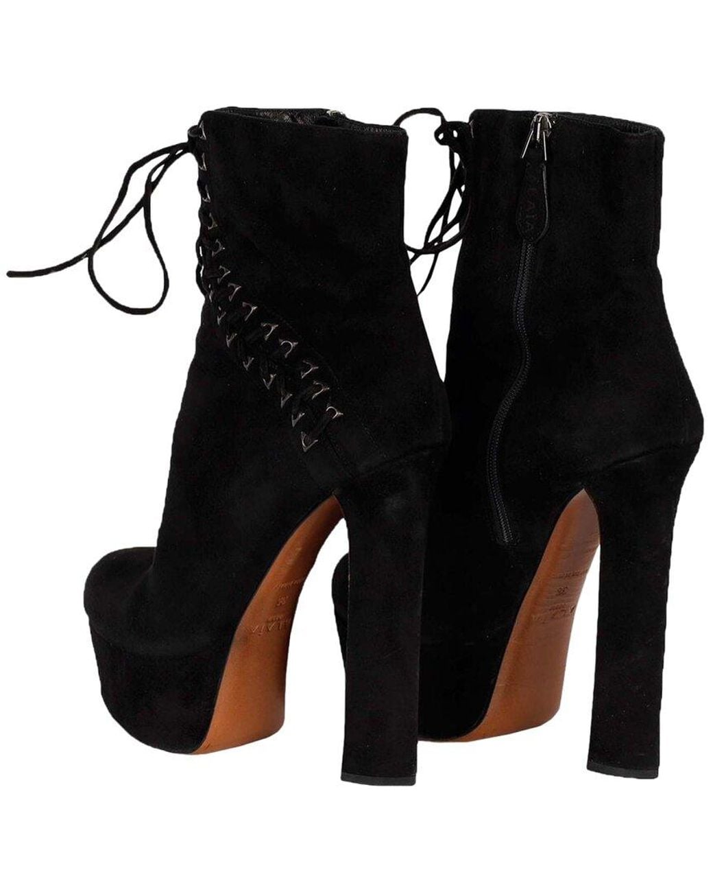Alaïa Black Alaïa Suede Lace-up Corset Bootie- '20s (authentic Pre-loved)