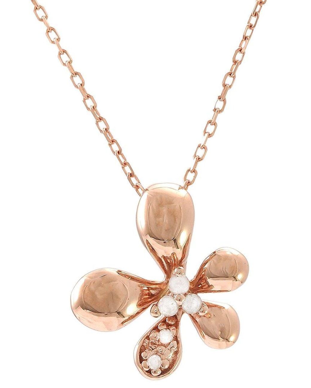Diamond Select Cuts Metallic 0.04 Ct. Tw. Diamond 14K Rose Necklace