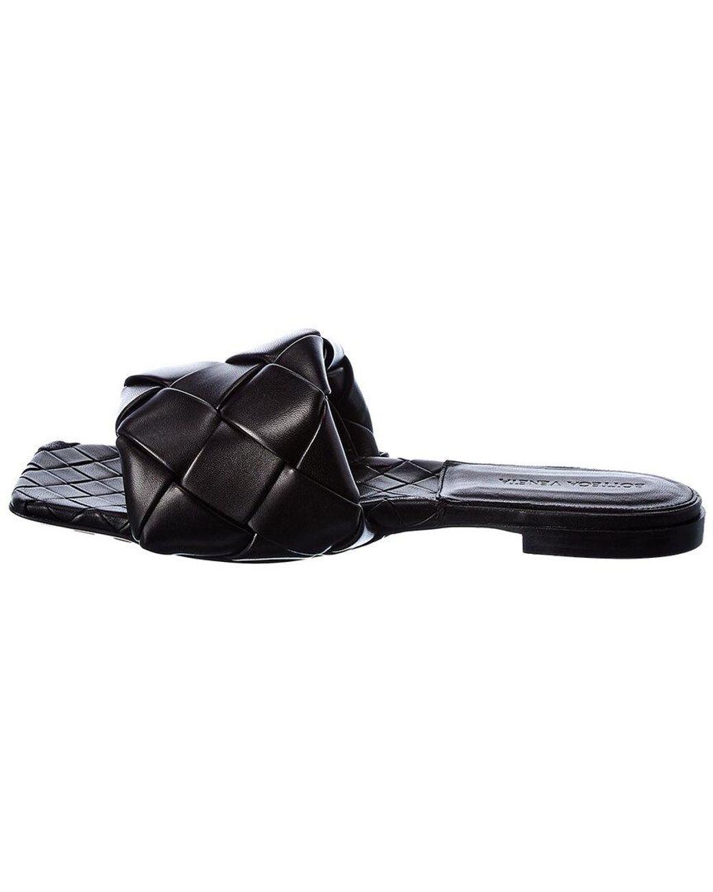 Bottega Veneta Black Bv Lido Flat Mules In Intrecciato Leather