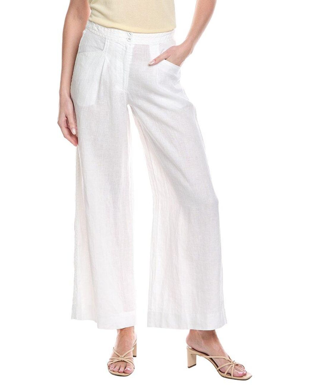 Johnny Was White Linen Wide Leg Pant