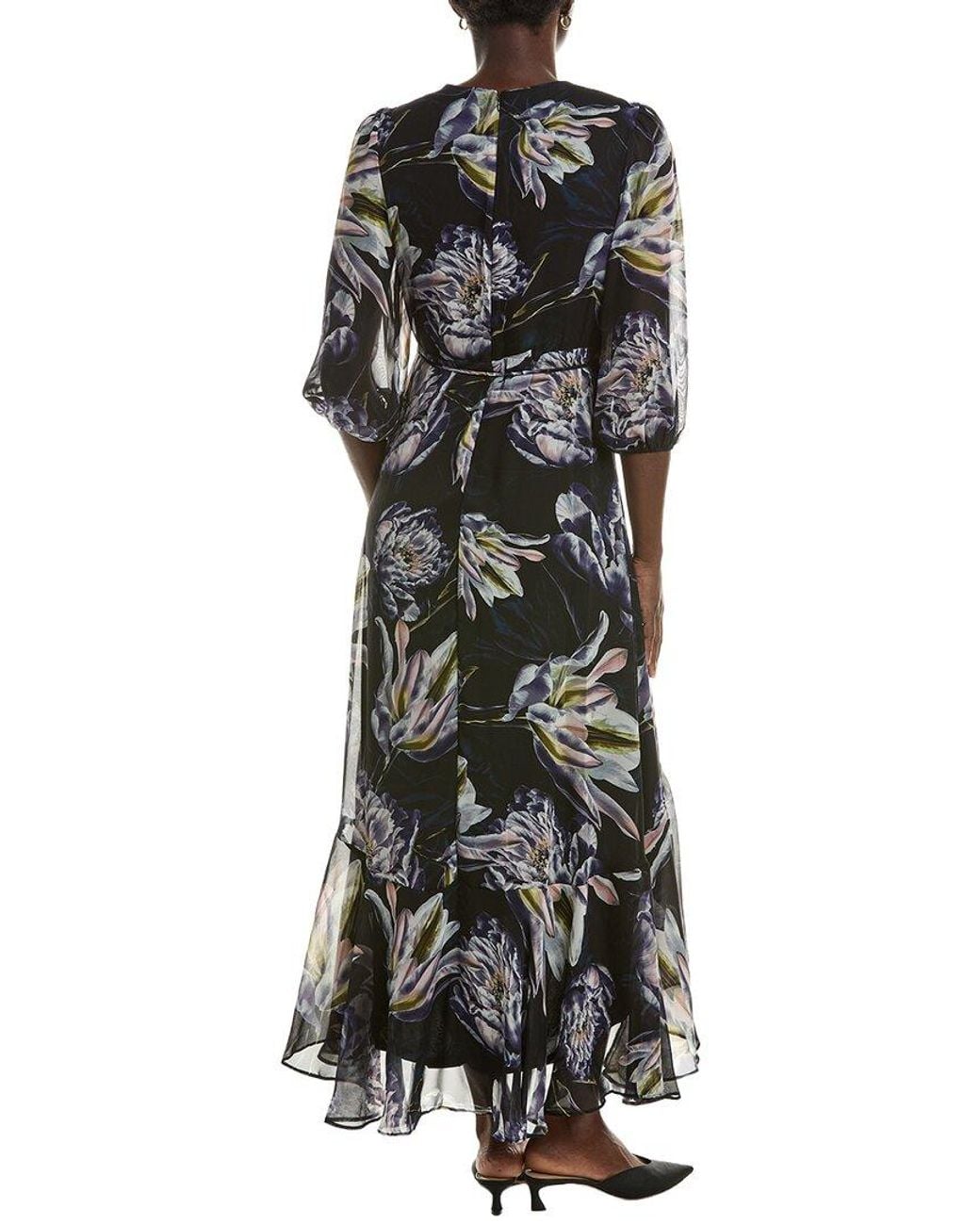 Maison Tara Black Long Sleeve Midi Dress