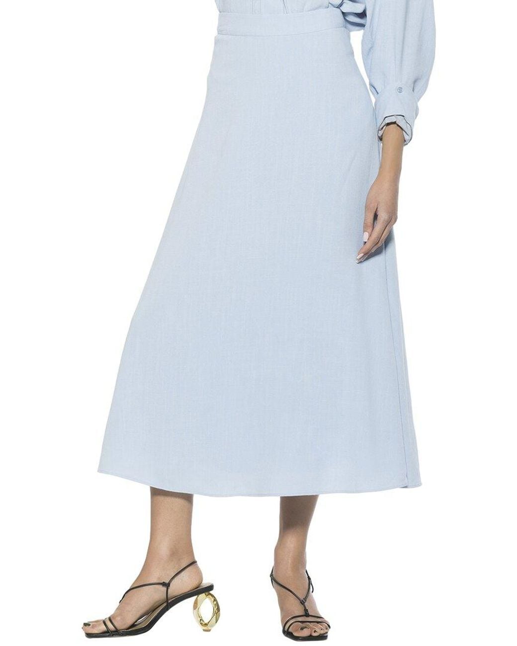 Alexia Admor Blue Brilyn Linen-Blend Maxi Skirt