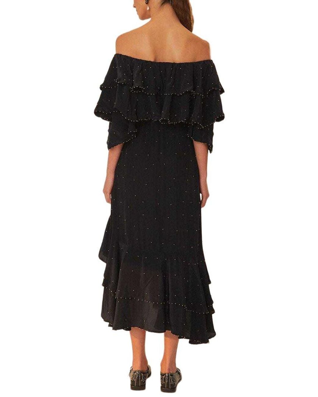 Farm Rio Black Off Shoulder Maxi Dress