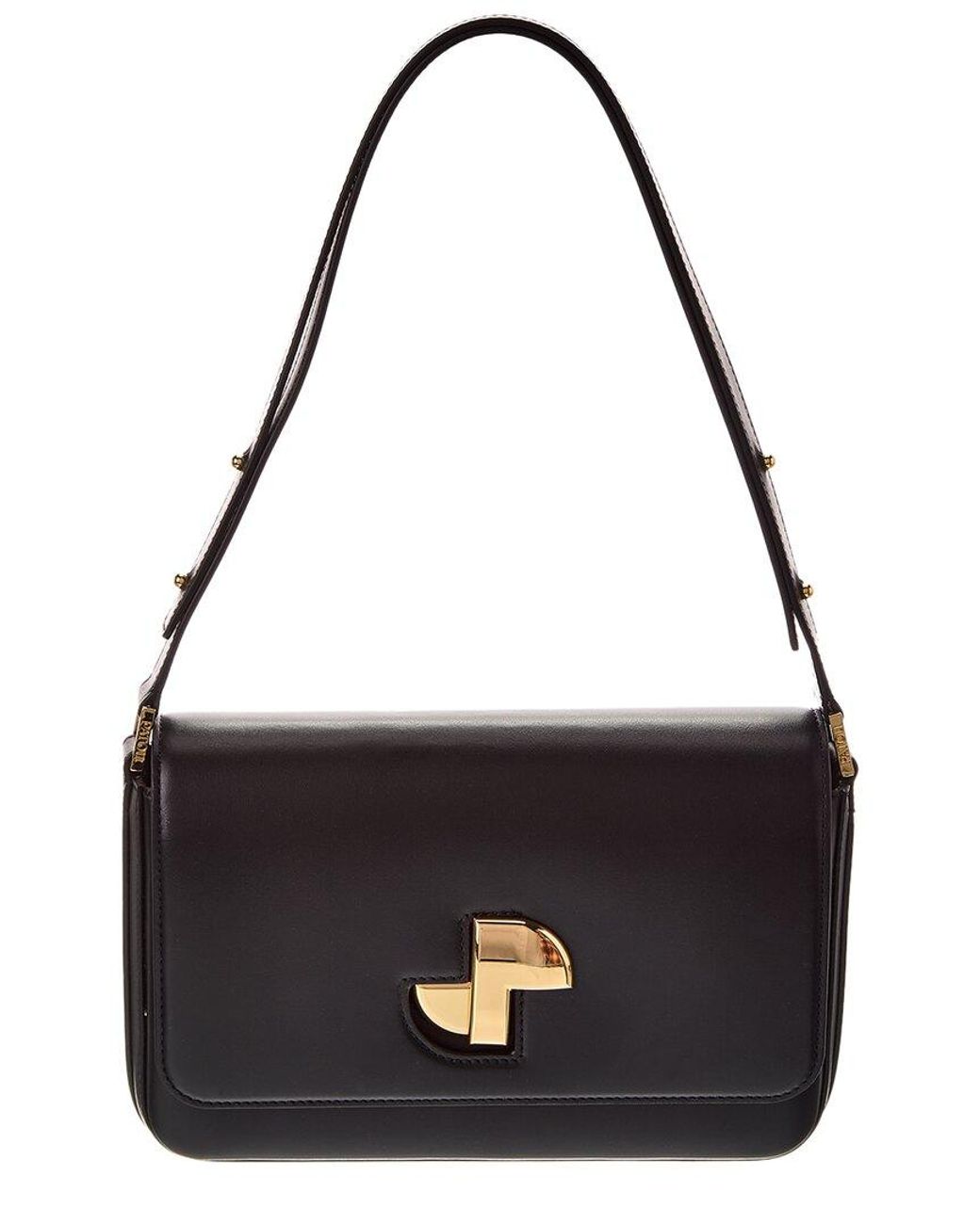 Patou Black Le Lock Leather Shoulder Bag