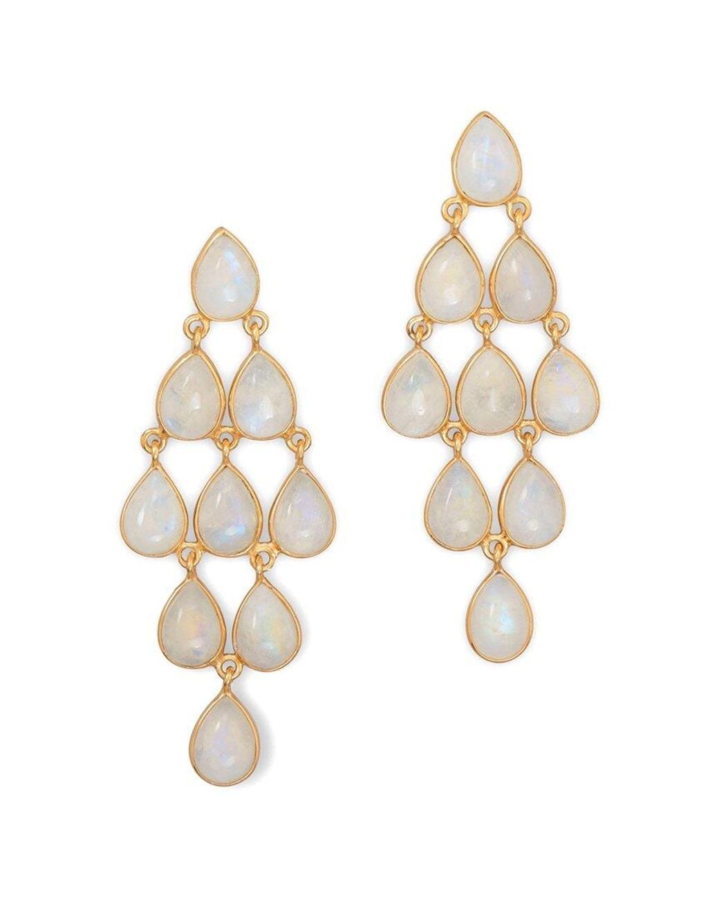 Liv Oliver White 18k Plated 18.75 Ct. Tw. Moonstone Chandelier Earrings