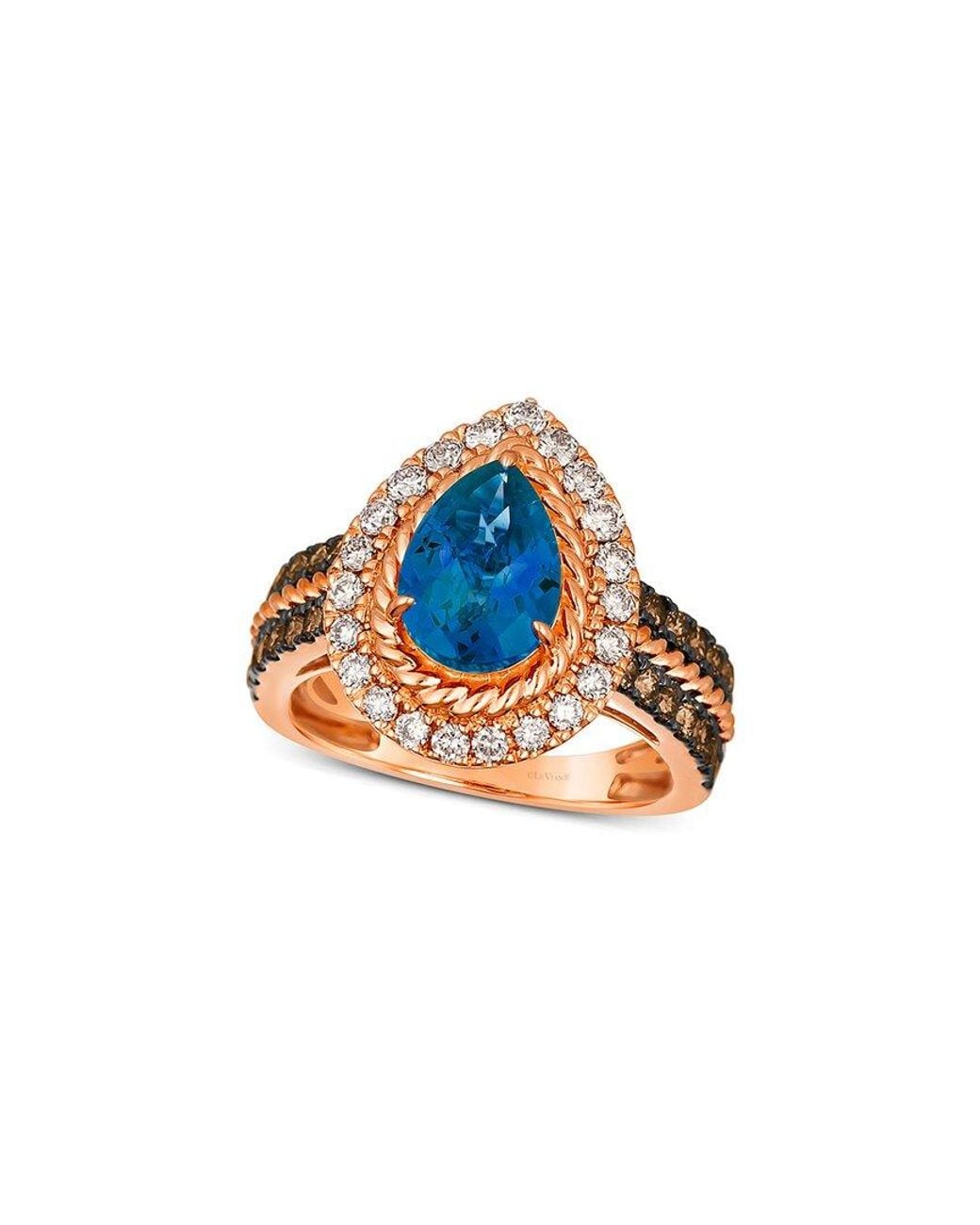 Le Vian Blue Deep Sea Topaz 14K Rose 3.17 Ct. Tw. Diamond & London Topaz Ring