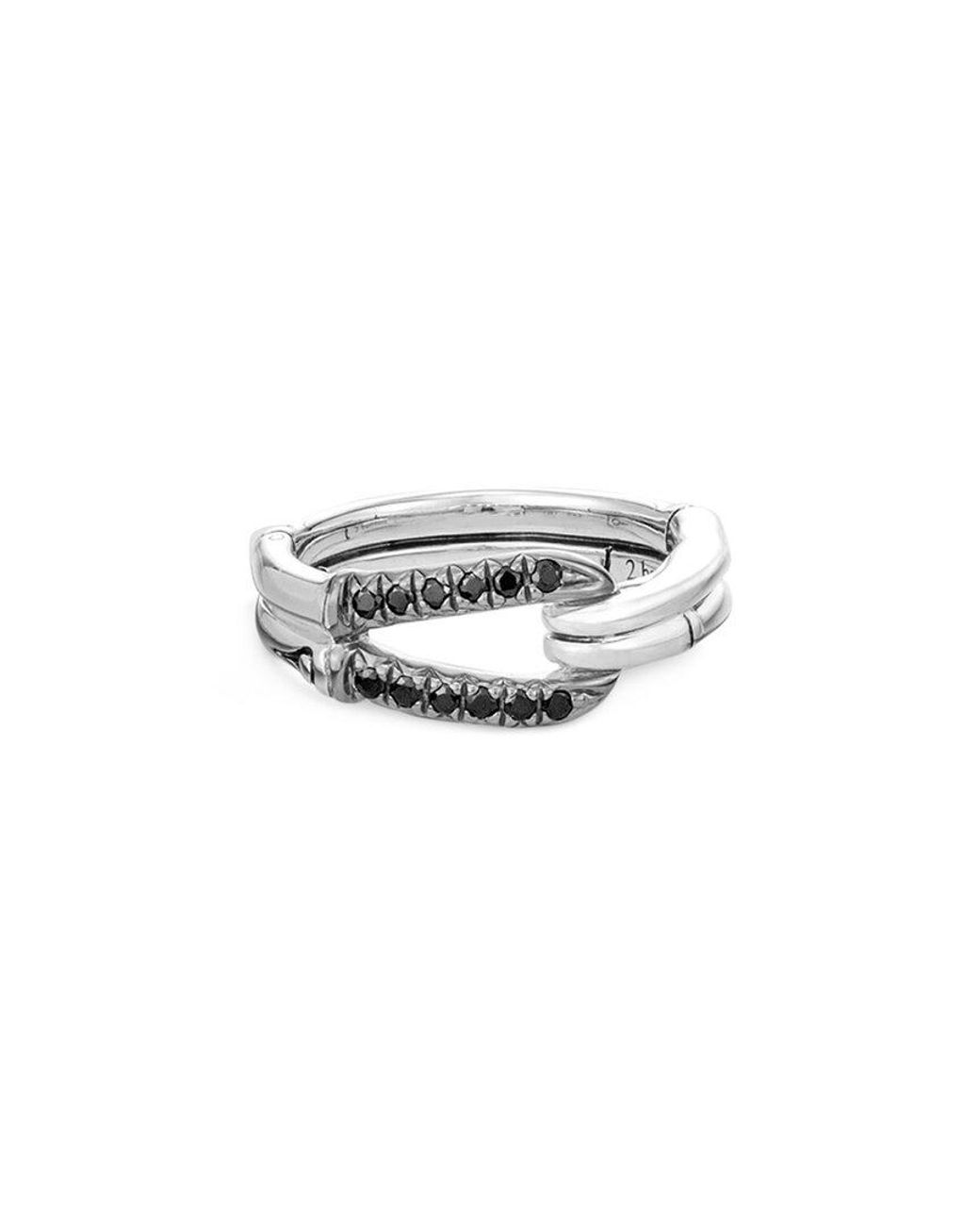 John Hardy White Bamboo Silver Black Sapphire Ring