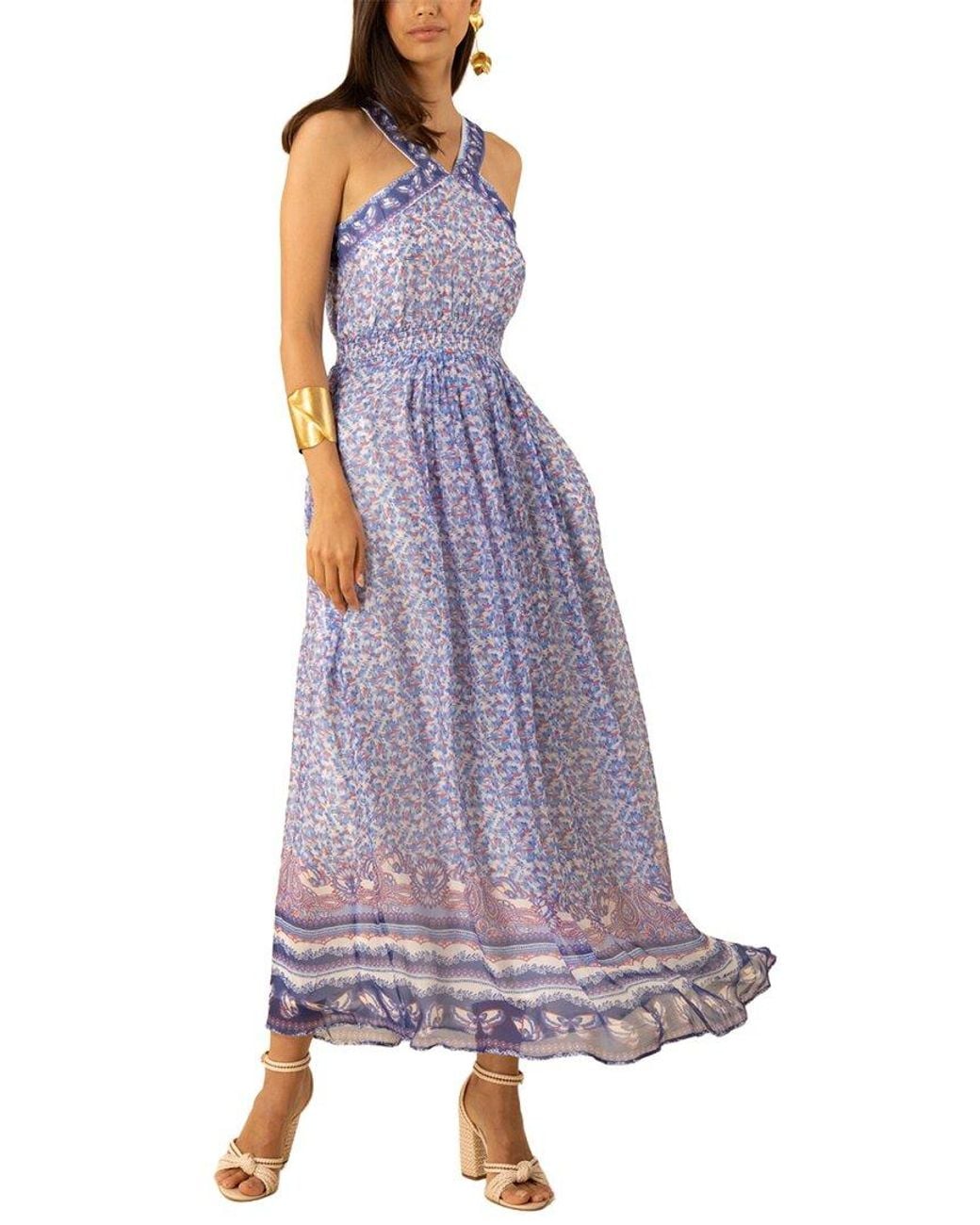 Hale Bob Purple Janiyah Silk-Blend Midi Dress
