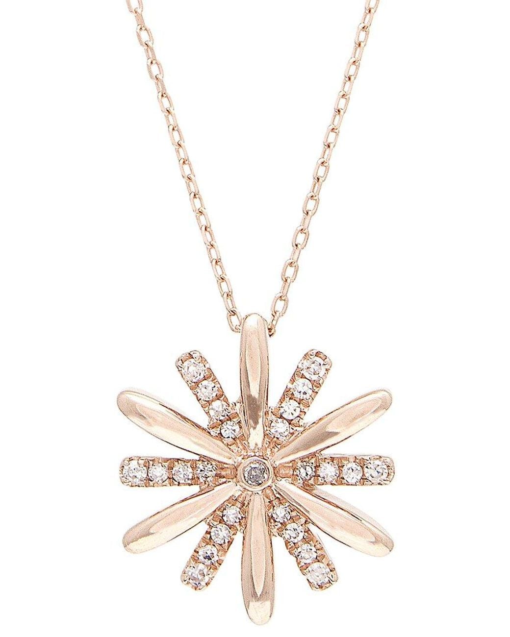 Diamond Select Cuts Metallic 0.12 Ct. Tw. Diamond 14K Rose Necklace