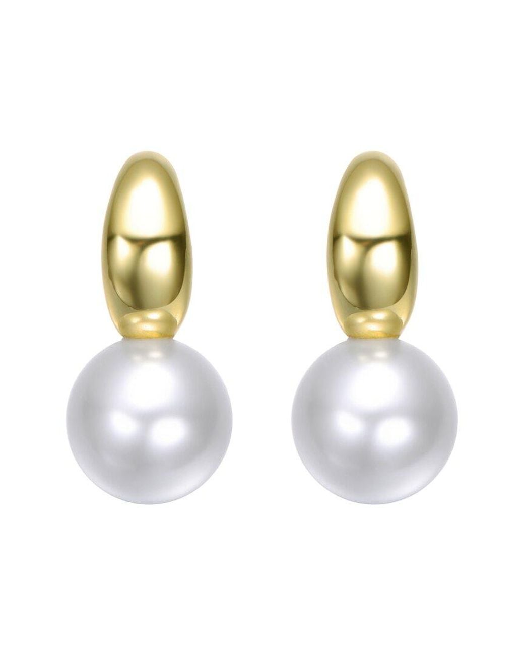 Rachel Glauber Metallic 14K Pearl Dangle Earrings