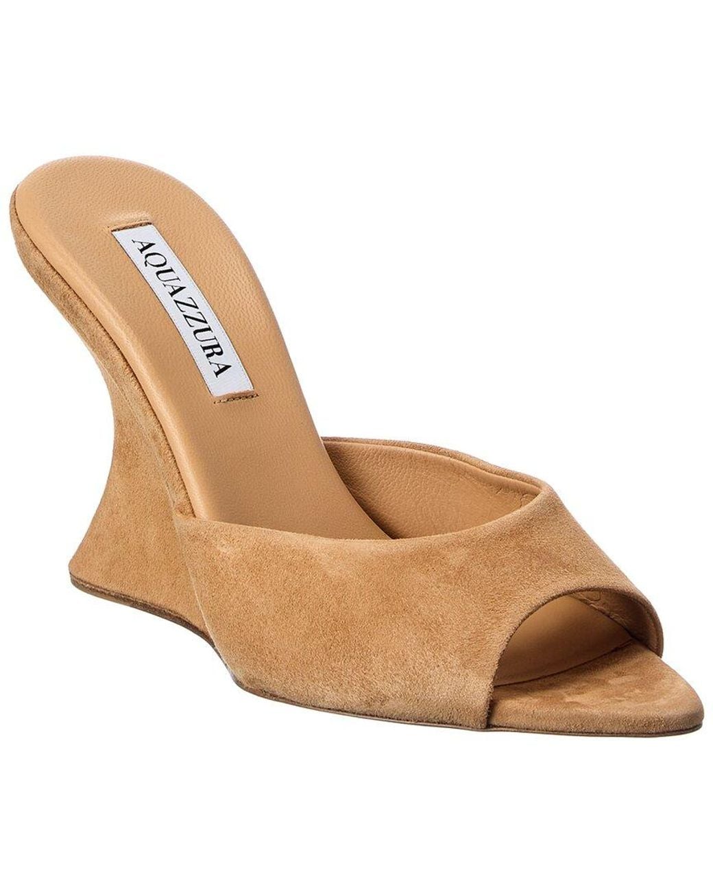 Aquazzura Natural Bisous 95 Suede Wedge Sandal