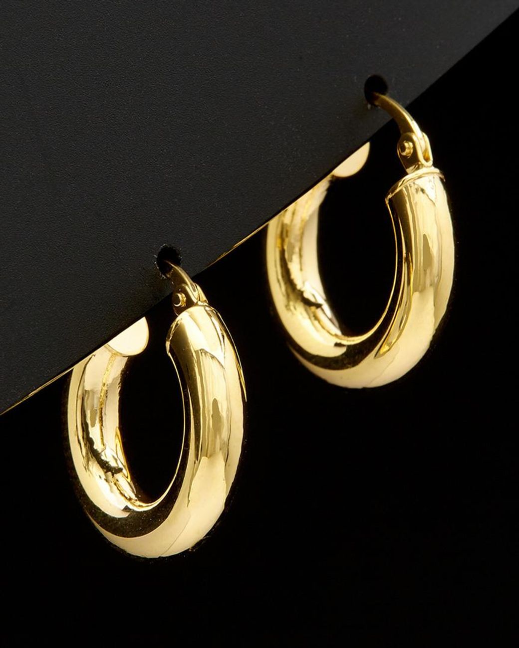 Italian Gold Black 14k Polished Hoops