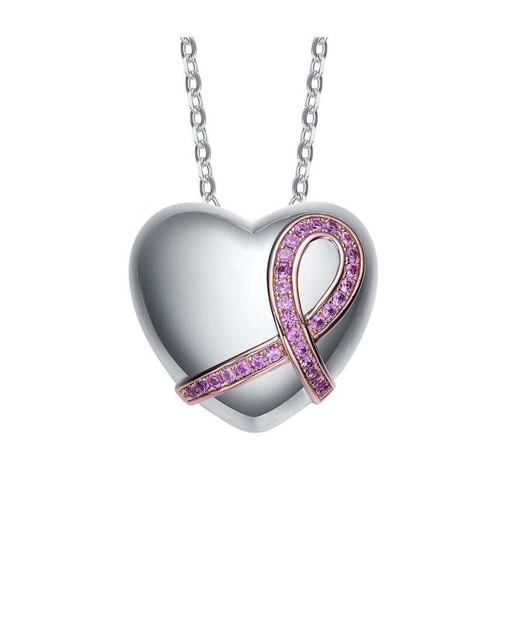 Rachel Glauber Metallic Rhodium Plated Cz Love Pendant