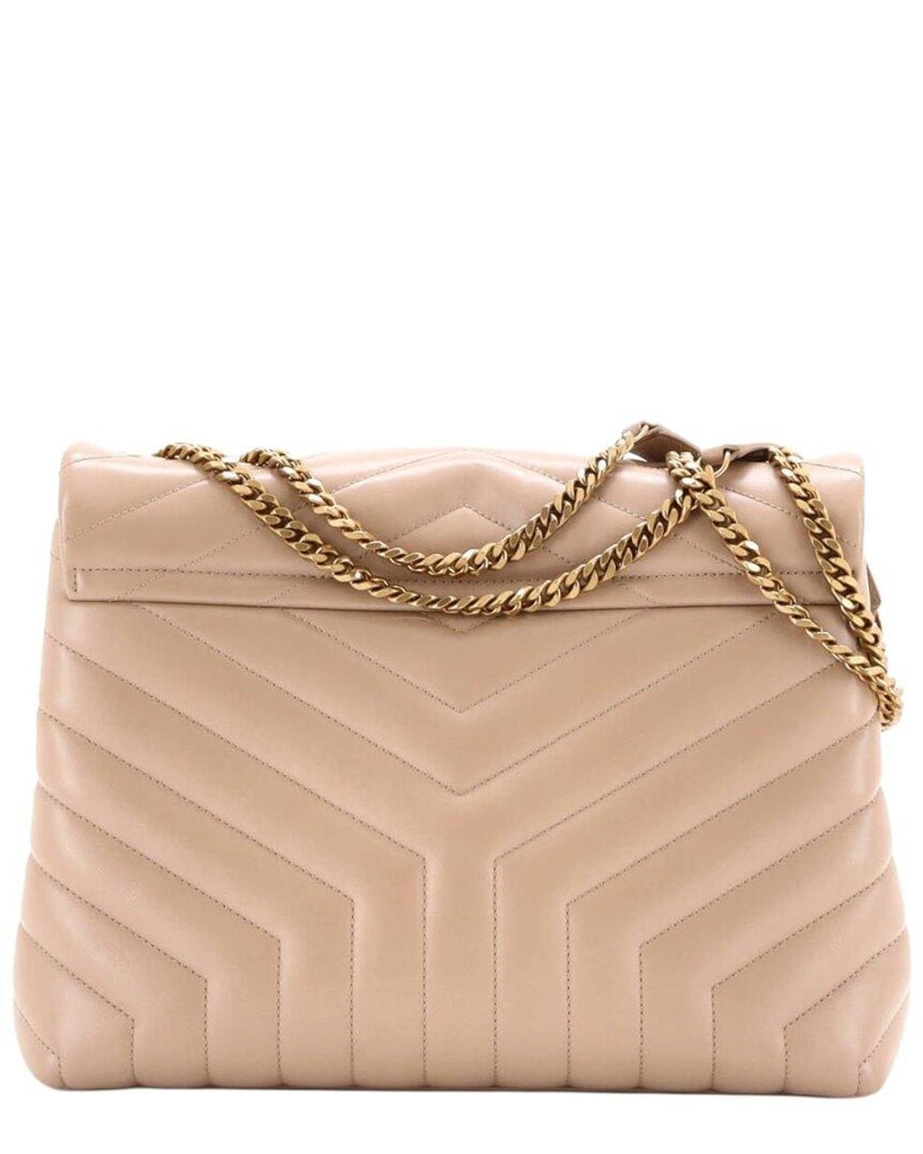 Saint Laurent Natural Matelasse Chevron Leather Loulou Shoulder Bag Medium (Authentic Pre-Loved)