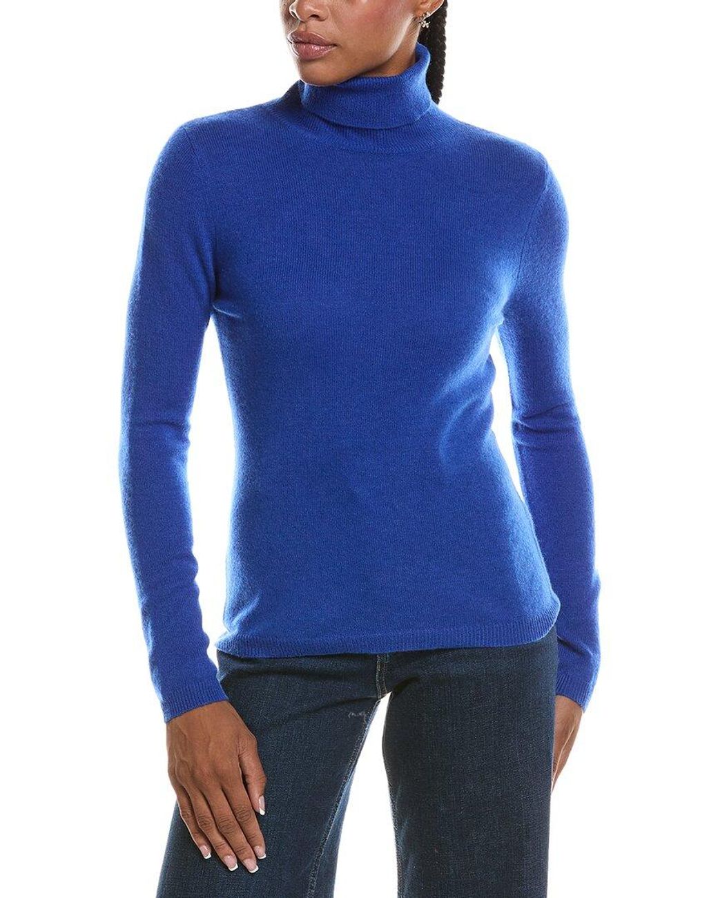 Forte Blue Basic Turtleneck 100% Cashmere Pullover