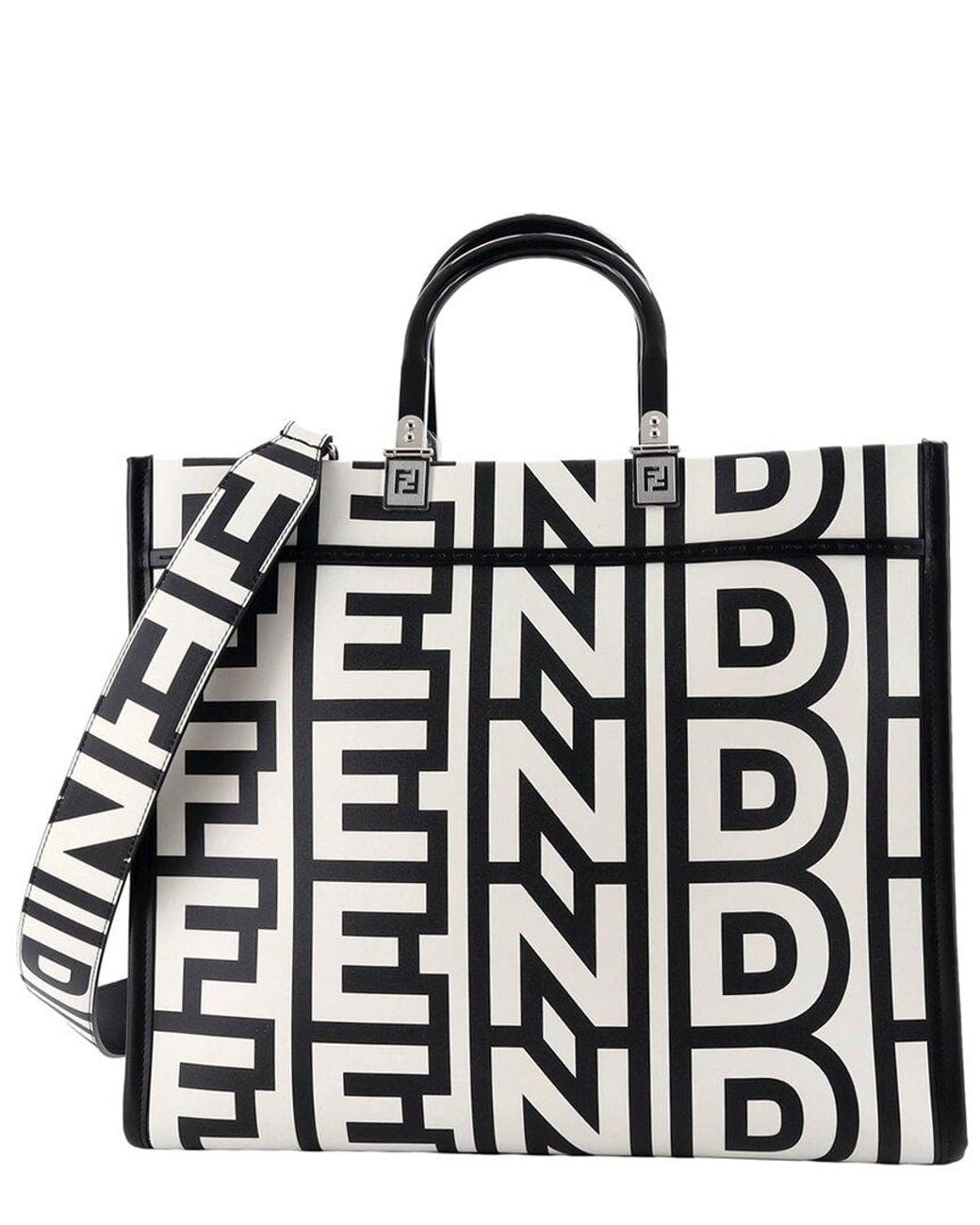 Fendi Black X Marc Jacobs Sunshine Shopper Tote Printed Medium (authentic Pre-loved)