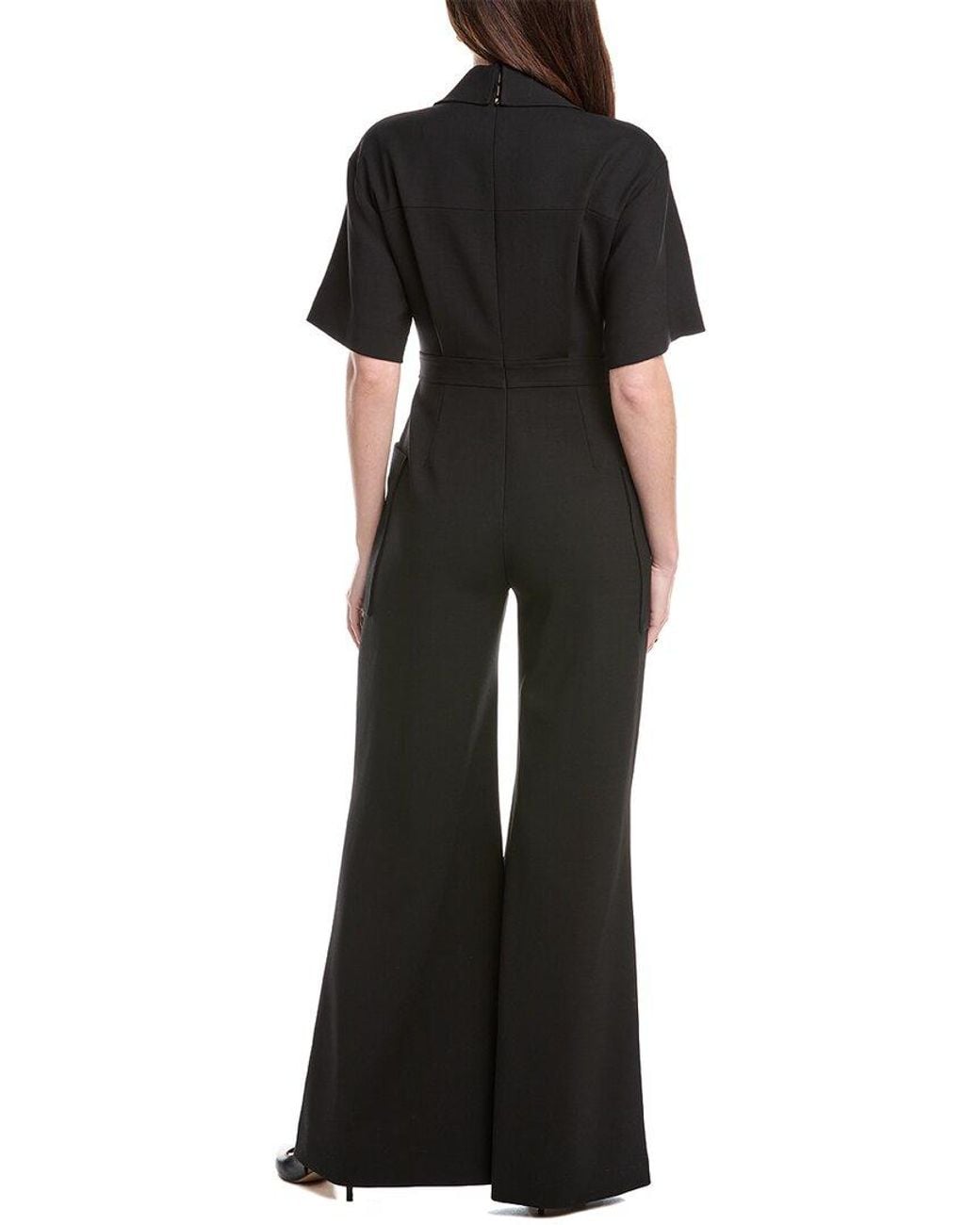 Carolina Herrera Black Button-Down Wool-Blend Jumpsuit
