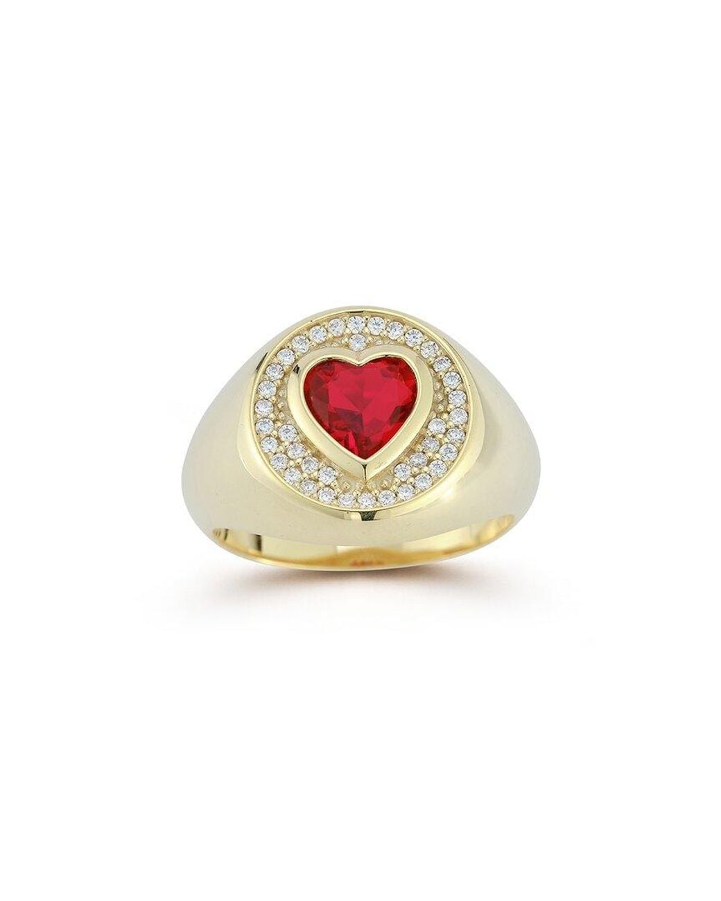 Sphera Milano White 14k Over Silver Cz Heart Signet Ring