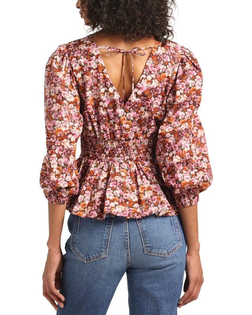 10 Crosby Derek Lam Red Savannah V-Neck Peplum Top