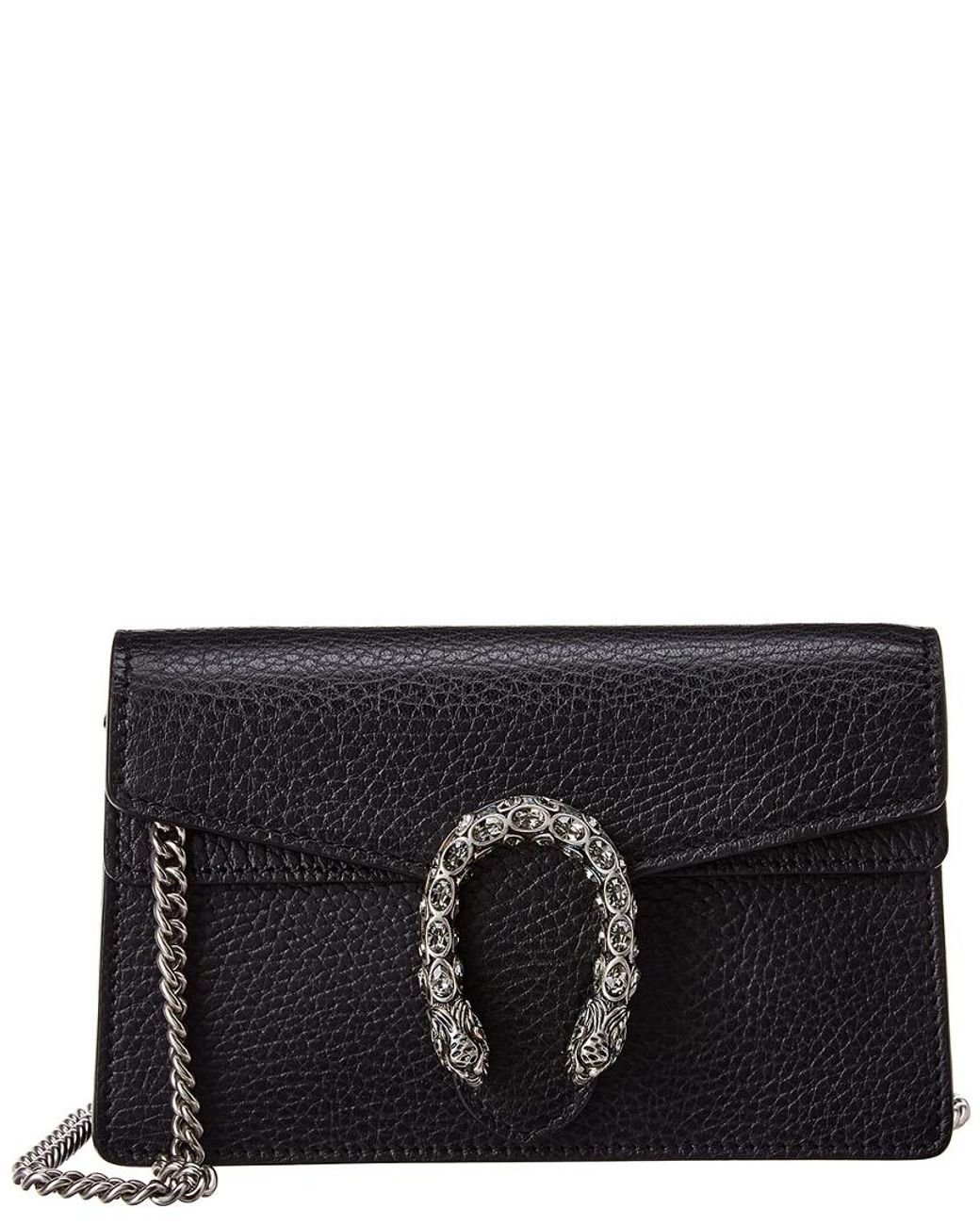 Gucci Dionysus Super Mini Leather Shoulder Bag in Black