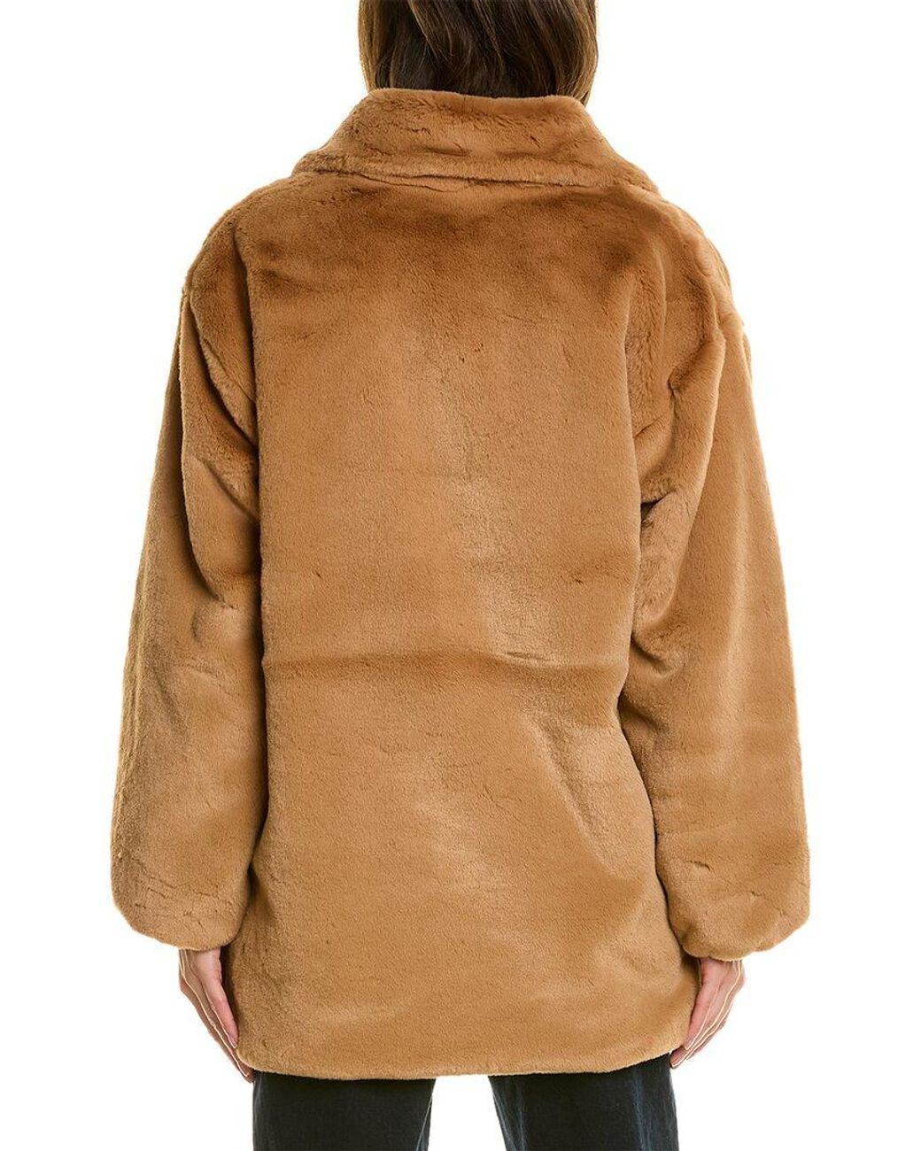 Adrienne Landau Fuzzy Coat in Brown | Lyst UK