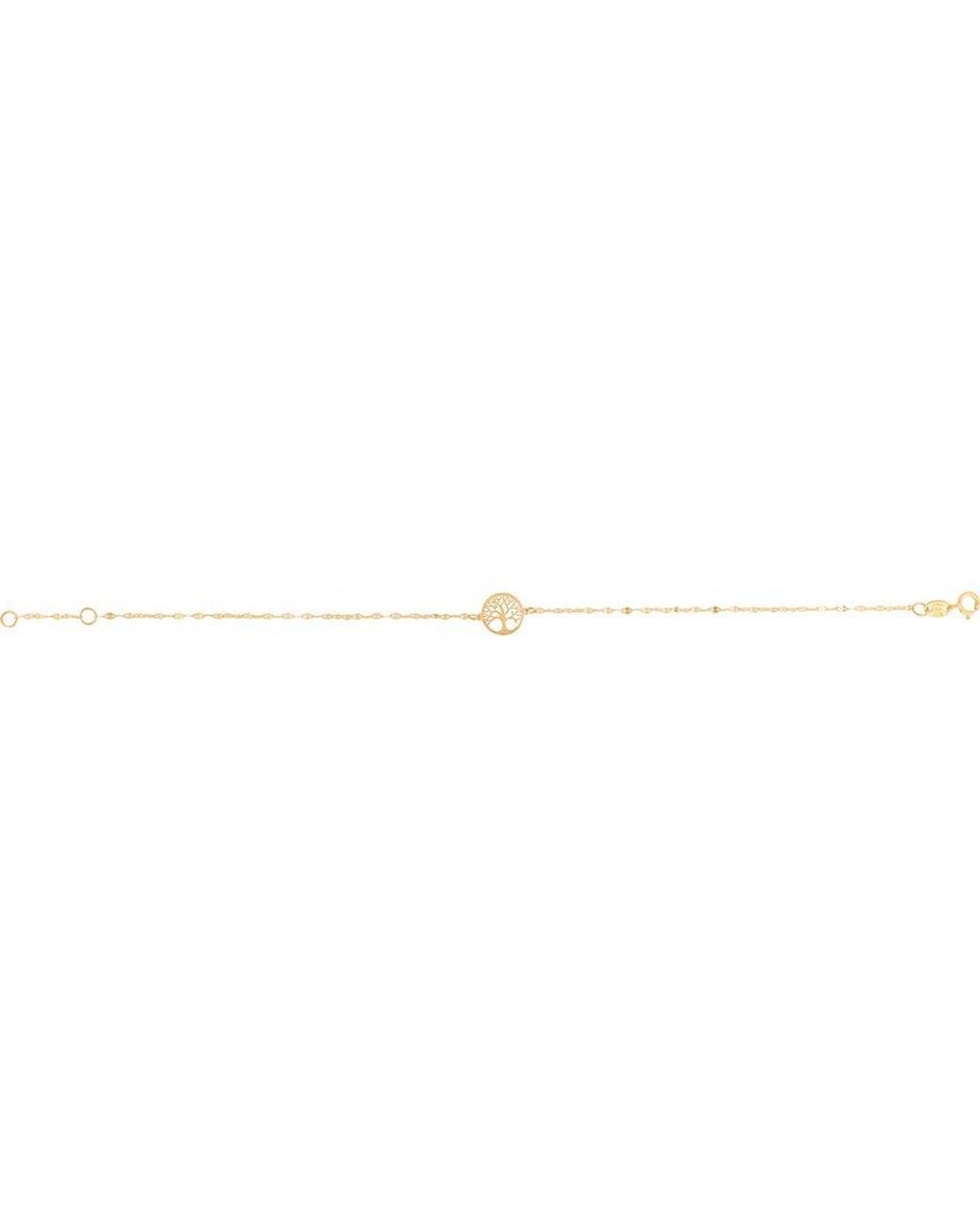 Italian Gold White 14K Tree Of Life Bracelet